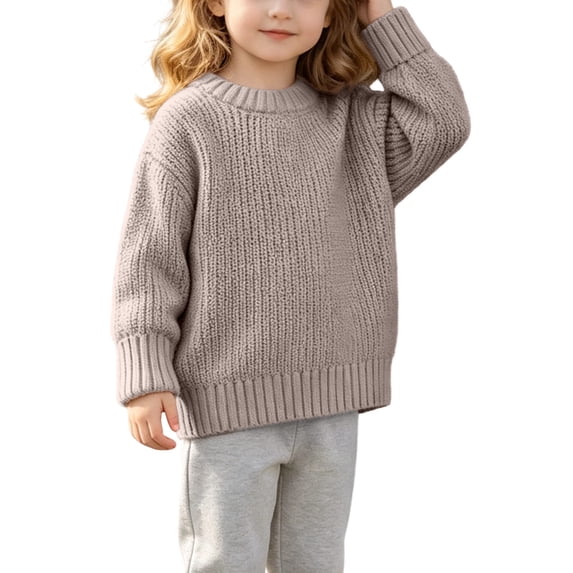 ATOGUTA Fall Sweaters for Girls Mock Neck Long Sleeve Fall Soft Knit Cute Pullover Sweaters Top Size 3M-5T, Khaki