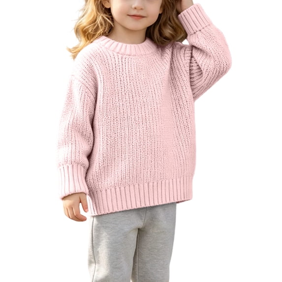 ATOGUTA Fall Sweaters for Girls Mock Neck Long Sleeve Fall Soft Knit Cute Pullover Sweaters Top Size 3M-5T, Pink