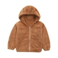 thumbnail image 1 of ATOGUTA Fall Winter Jacket Boys Sherpa Fleece Full-Zip Warm Hooded Jacket Brown, Size 5T-14, 1 of 6