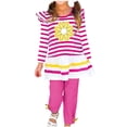 thumbnail image 1 of ATOGUTA First Day of Kindergarten Outfits for Girls Ruffled Sleeve Tops Pants Fall Winter Girl Outfits Hot Pink Size 2T-10, 1 of 3