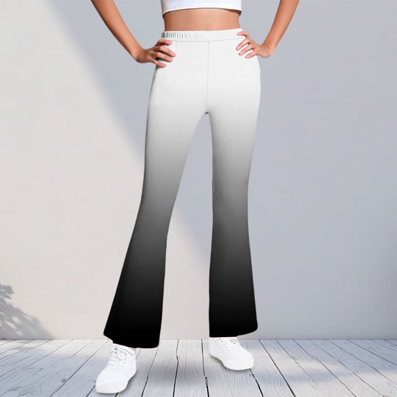 ATOGUTA Flare Leggings Girls High Waisted Casual Kids Print Warm Fleece Bell Bottom Pants Size 5T-16, Black