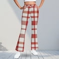 thumbnail image 1 of ATOGUTA Flare Pants For Girls High Waisted Casual Kids Plaid Warm Fleece Bell Bottom Pants Size 5T-16, Red, 1 of 6