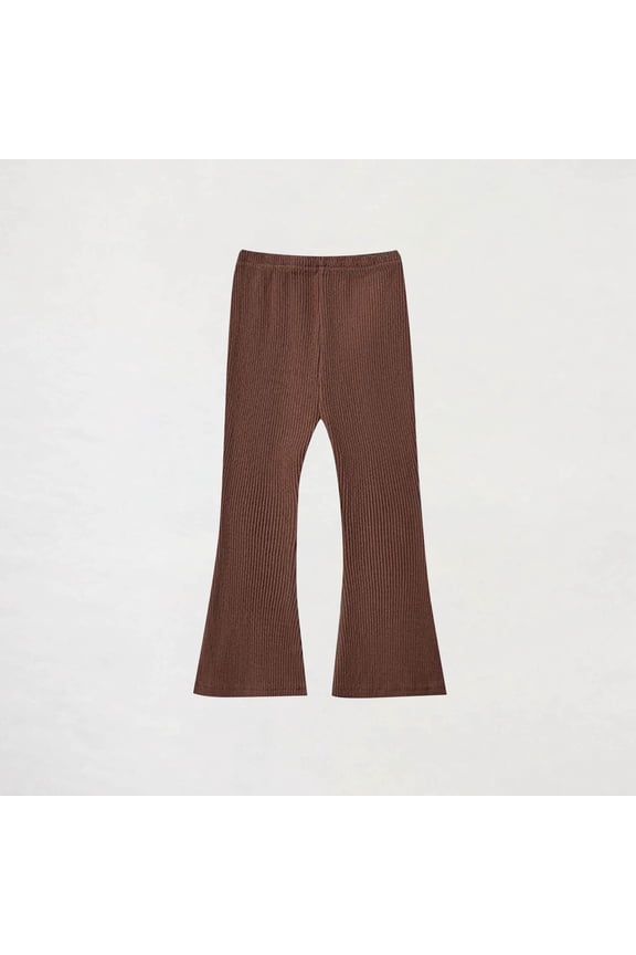 Flare Pants for Girls Size 1T-11 High Waisted Elastic Waist Lightweight Outdoor Jogger Pants Coffee