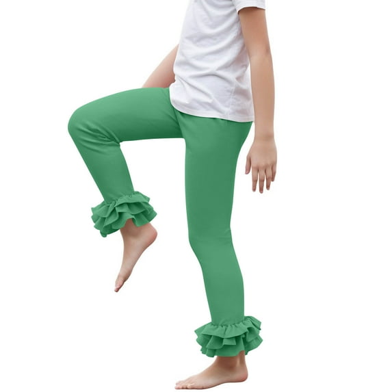 ATOGUTA Flared Yoga Pants For Girls High Waisted Leggings Yoga Bootcut Pants Full Length Bell Bottoms Size 3T-12, Green
