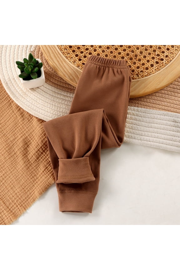 Fleece Leggings Girls Size 1T-11 Kids Winter Warm Leggings Thick Thermal Tights Pants Coffee