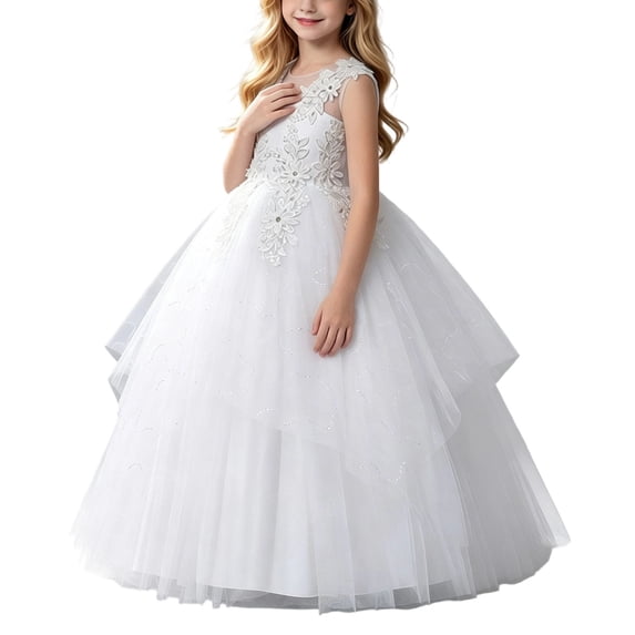 ATOGUTA Flower Girl Dress Sleeveless A Line Pageant Dresses for Girls Princess Party Prom Ball Gowns Size 3T-13