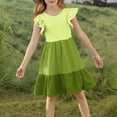 thumbnail image 1 of ATOGUTA Flower Girl Dress for Weddings Summer Ruffle Sleeve A Line Casual Party Dresses for Kids Size 5T-14, Army Green, 1 of 6
