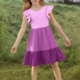thumbnail image 1 of ATOGUTA Flower Girl Dress for Weddings Summer Ruffle Sleeve A Line Casual Party Dresses for Kids Size 5T-14, Purple, 1 of 6