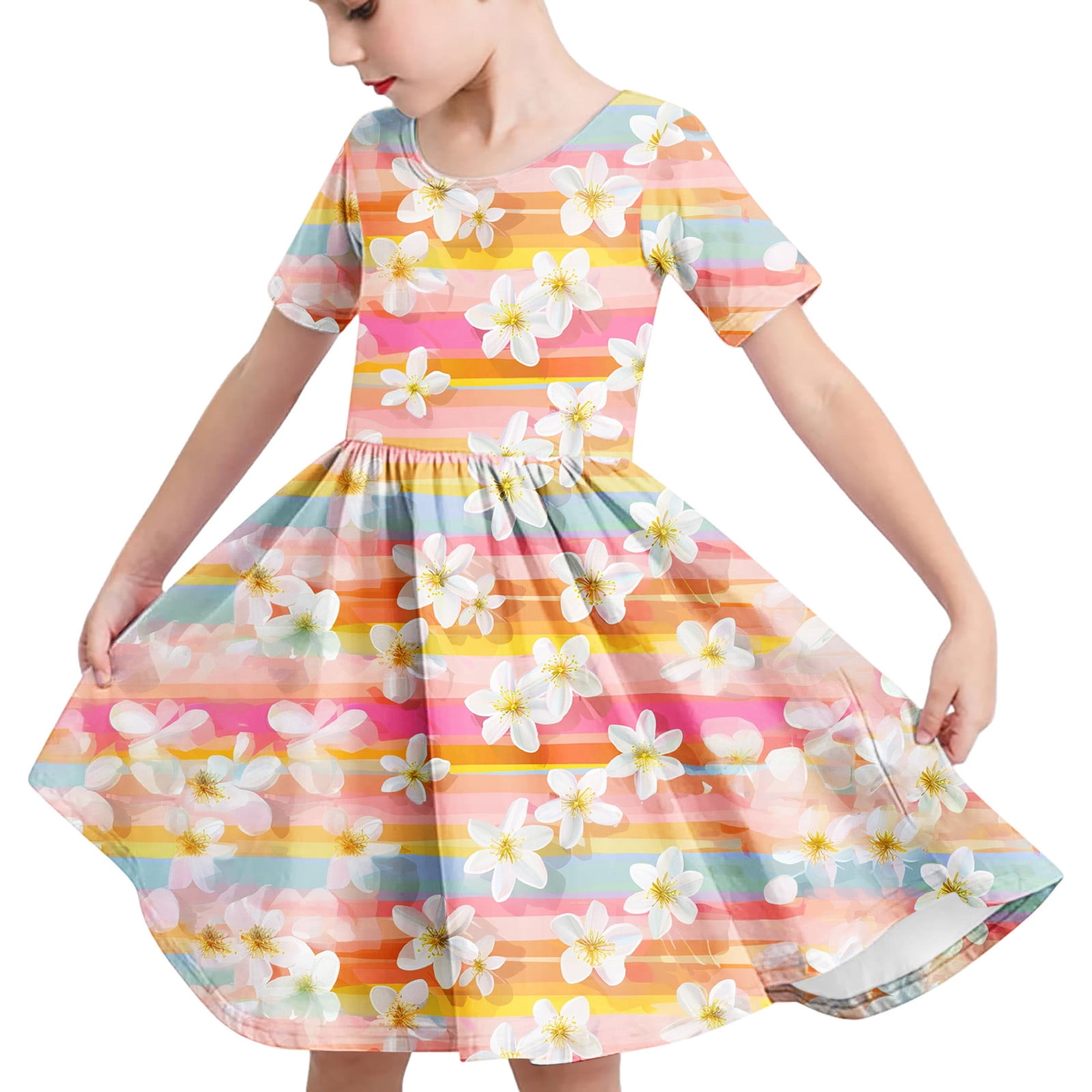 KIDS A-LINE GATHERED DRESS 4-10 AGE OF ASTERIA