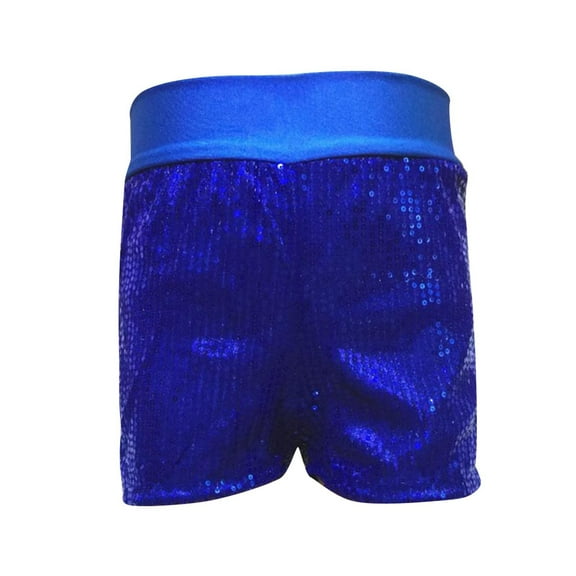 ATOGUTA Flowy Athletic Shorts for Girls Boys Shiny Hot Pants Sparkly Dance Outfits Short Pants Blue, Size 3T-11