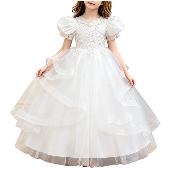 ATOGUTA Formal Dress For Girl Homecoming School Dance Wedding Birthday Party Graduation Pageant Bridesmaid White, Size 3T-13
