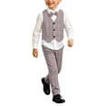 thumbnail image 1 of ATOGUTA Formal Suit Sets For Boys Kids Tuxedo for Wedding Outfit Lightweight Vest and Pants Set with Shirt Tie Size 1T-8, Coffee, 1 of 9
