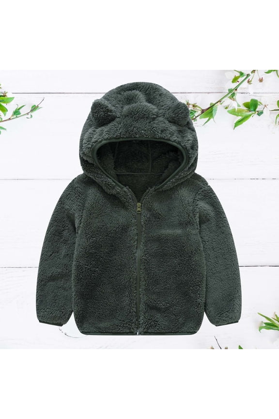Girl Baby Kid Waterproof Hooded Coat Jacket Plush Cute Bear Ears Winter Hoodie Thick Coat Jacket, Size 6M-4T