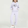 thumbnail image 1 of ATOGUTA Girl Clothes Tracksuit Drop Shoulder Hoodie Sweatshirt and Sweatpants Joggers Set with Pockets Size 2T-14, White, 1 of 6