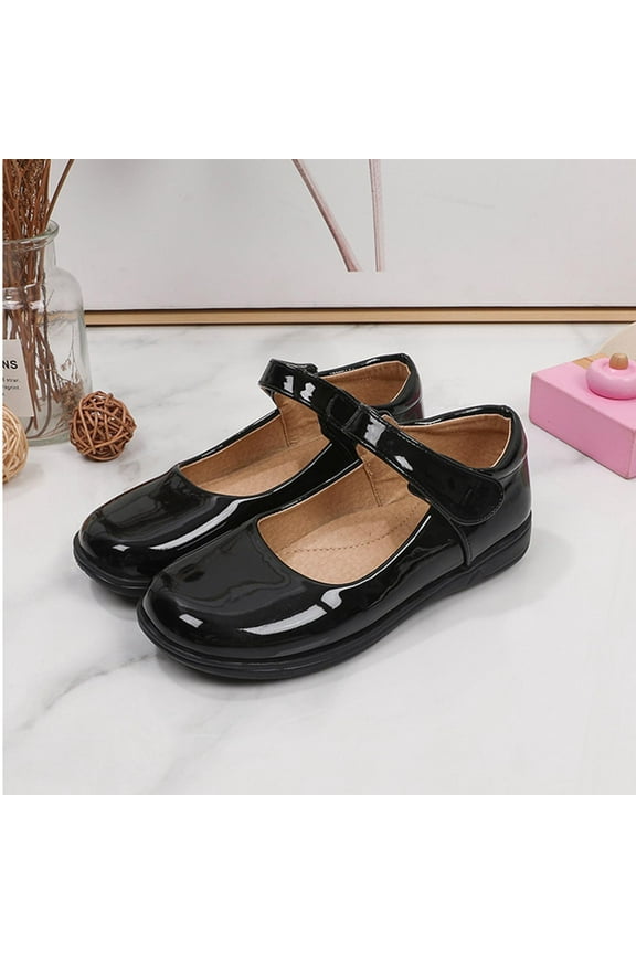 Girl Dress Shoes Black Ballet Flats Flats for Wedding Party School Uniform Shoes Cute Girls Mary Janes