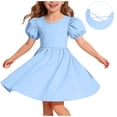 thumbnail image 1 of ATOGUTA Girl Dresses Summer Beach Dress Hawaiian Party Wedding Vacation Sundress Size 5T-15. Blue, 1 of 6