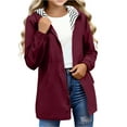 thumbnail image 1 of ATOGUTA Girl Fall Jacket Waterproof Hooded Raincoat Windbreaker for Kids Size 5T-16, Wine, 1 of 5