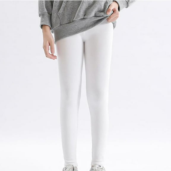 ATOGUTA Girl Leggings Ankle Length Leggings Warm Stretchy Tights Pants for Kids Girls White, Size 2T-13