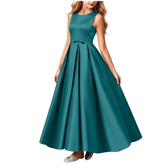 ATOGUTA Girl Long Formal Dress Wedding Satin Dresses Princess Birthday Party Prom Ball Gown Size 0-15