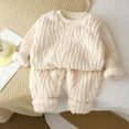 thumbnail image 1 of ATOGUTA Girl Outfits Kids 2 piece Long Sleeve Pants Fleece Outfits Set Size 1T-11, Beige, 1 of 4
