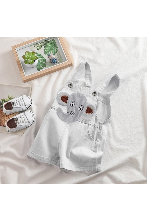 Girl Overalls Jean Shorts Kids Cute Romper Summer Jumpsuits Jeans Shortalls with Pockets Blue, Size 0-3T