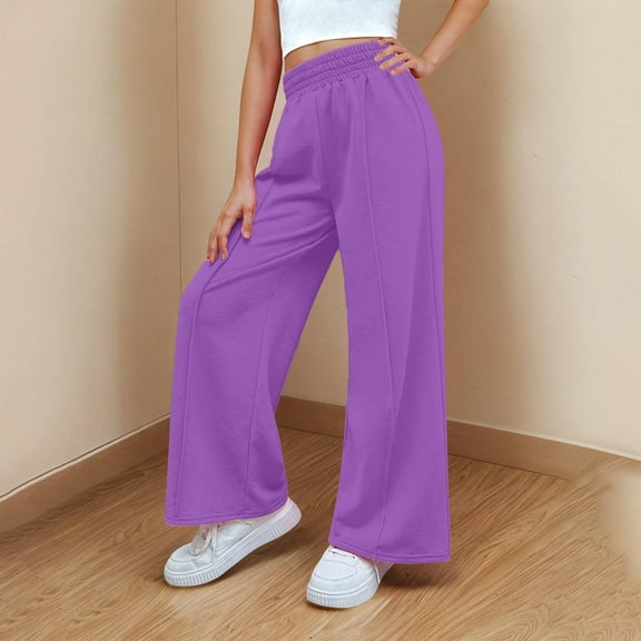 ATOGUTA Girl Pants Trendy Casual Straight Leg Trousers Purple, Size 8-13