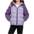 thumbnail image 1 of ATOGUTA Girl Puffer Winter Coats Winter Coat School Snow Play Travel Kids Warm Hooded Parka With Bag Purple, 1 of 7