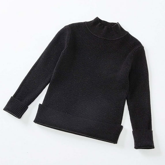 ATOGUTA Girl Sweater Pullover Sweaters Long Sleeve Turtleneck Knit Sweater Casual School Tops Black, Size 4T-10