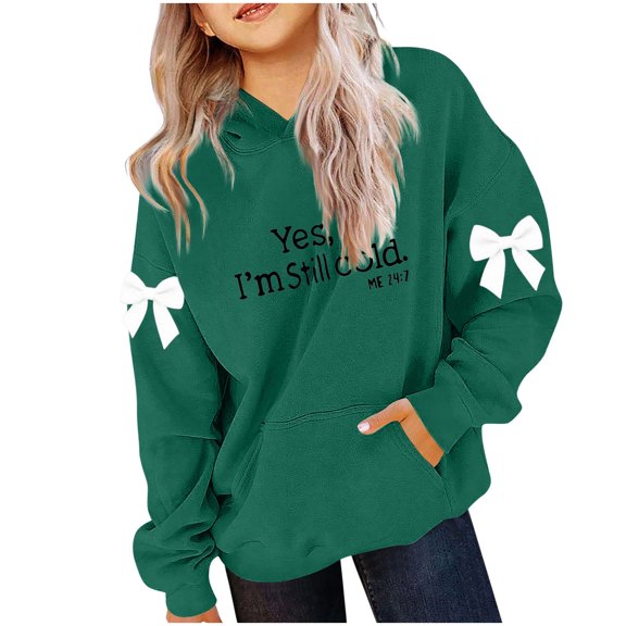 ATOGUTA Girl Sweatshirt Long Sleeve Fleece Hooded Pullover Sweatshirt Outfits Casual Clothes Size 3T-13, Green