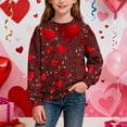thumbnail image 1 of ATOGUTA Girl Sweatshirts Kids Casual Long Sleeve Loose Valentine's Day Tops Comfy Lightweight Pullovers Size 1T-15, Brown, 1 of 5