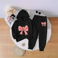 thumbnail image 1 of ATOGUTA Girl Sweatsuits 2Pcs Sets Kids Hoodie Sweatshirt and Sweatpants Fashion Clothing Sets Size 2T-8, Black, 1 of 6