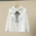 thumbnail image 1 of ATOGUTA Girl T Shirt Button Down Shirts Long Sleeve Collared Blouses Casual Tops White, Size 3T-13, 1 of 5