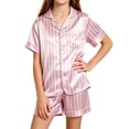thumbnail image 1 of ATOGUTA Girl's 2 Piece Lounge Set Size 5T-16 Button Down Shirts and Shorts Casual 2 Piece Home Clothing Set Pink, 1 of 7