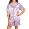thumbnail image 1 of ATOGUTA Girl's 2 Piece Lounge Set Size 5T-16 Button Down Shirts and Shorts Casual 2 Piece Home Clothing Set Purple, 1 of 7