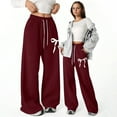 thumbnail image 1 of ATOGUTA Girl's Baggy Sweatpants Wide Leg Drawstring Workout Sports Loose Pants with Pockets Size 5T-15, Wine, 1 of 6