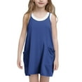 thumbnail image 1 of ATOGUTA Girl's Dresses 5T-14 Casual Summer Straps Romper Dresses Tennis Dresses With Pockets Dark Blue, 1 of 5