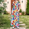 thumbnail image 1 of ATOGUTA Girl's Dresses Maxi Dress Short Sleeve Casual Holiday Dress with Pockets Size 4T-14, Multicolor, 1 of 7