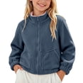 thumbnail image 1 of ATOGUTA Girl's Fleece Jacket Weather Resistant Lightweight Fleece Line Zip Up Fleece Jacket for Girls Outerwear Coats, 1 of 6