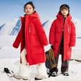 thumbnail image 1 of ATOGUTA Girl's Puffer jacket Long Quilted Puffer Jacket Warm Hooded Parka Snow Coats Size 4T-15, Red, 1 of 6