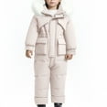 thumbnail image 1 of ATOGUTA Girl's Ski Suit Ski Jacket Snow Jacket Pants Suits Windproof Waterproof Winter Coats Size 6M-4T, Beige, 1 of 5