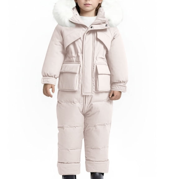 ATOGUTA Girl's Ski Suit Ski Jacket Snow Jacket Pants Suits Windproof Waterproof Winter Coats Size 6M-4T, Beige