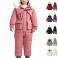 thumbnail image 1 of ATOGUTA Girl's Ski Suit Ski Jacket Snow Jacket Pants Suits Windproof Waterproof Winter Coats Size 6M-4T, Pink, 1 of 6
