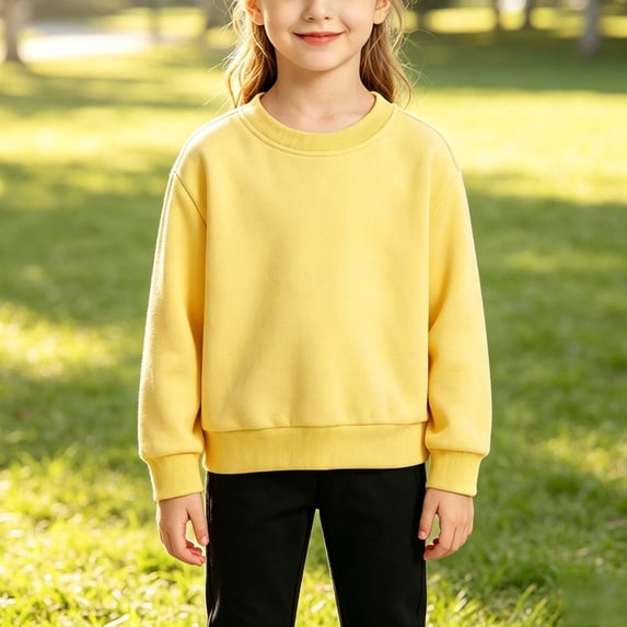 ATOGUTA Girl's Sweatshirt Crewneck Long Sleeve Pullover Fall Fashion Clothing Size 0-10, Yellow