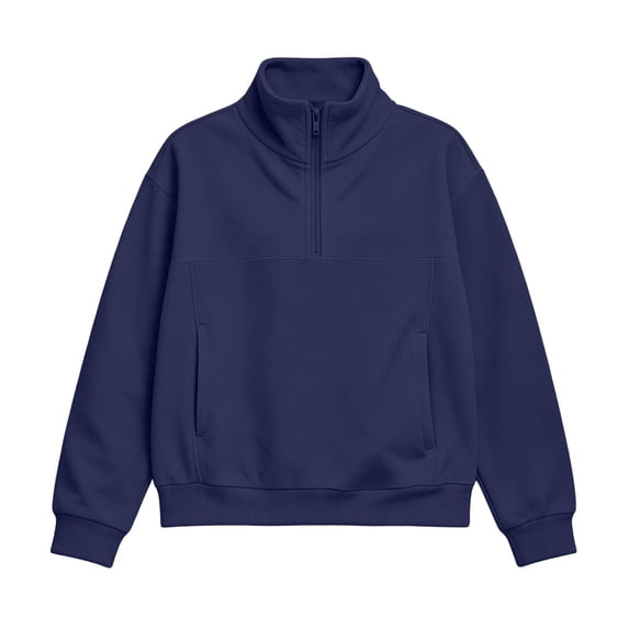 ATOGUTA Girl's Sweatshirts Navy Kids Long Sleeve Stand Collar Half Zip Sweatshirts Casual Fashion Spring Fall Clothes Size 5T-15