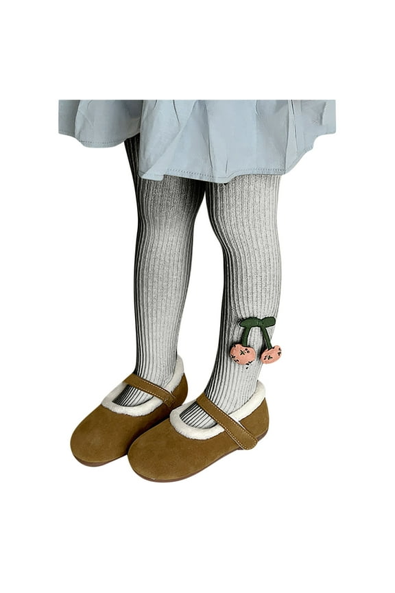 Girl's Tights Winter Elastic Warm Pantyhose Stockings Footed Leggings Gray, Sizes 4T-10