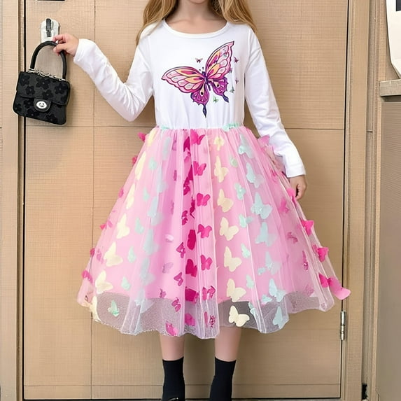 ATOGUTA Girl's Tulle Dress Tutu Party Birthday Poster Formal Fancy Flower Princess Dresses Size 3T-10, Pink