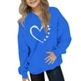 thumbnail image 1 of ATOGUTA Girl's Valentine's Day Sweatshirts Hooded Heart Sweatshirt Fall Winter Kid Long Sleeve Shirt Pullover Top Size 3T-14, Blue, 1 of 5