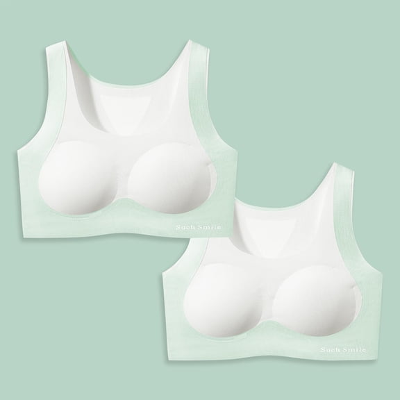 ATOGUTA Girls 2 Pack Bra Size 10-18 Crop Cami Training Bras for Girls Seamless Bra Design Green