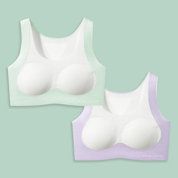 ATOGUTA Girls 2 Pack Bra Size 10-18 Crop Cami Training Bras for Girls Seamless Bra Design Mint Green