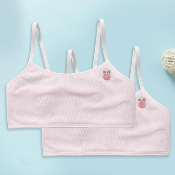 ATOGUTA Girls 2 Pack Sports Bra Size 8-14 Crop Cami Training Bras for Girls Seamless Bra Design Pink